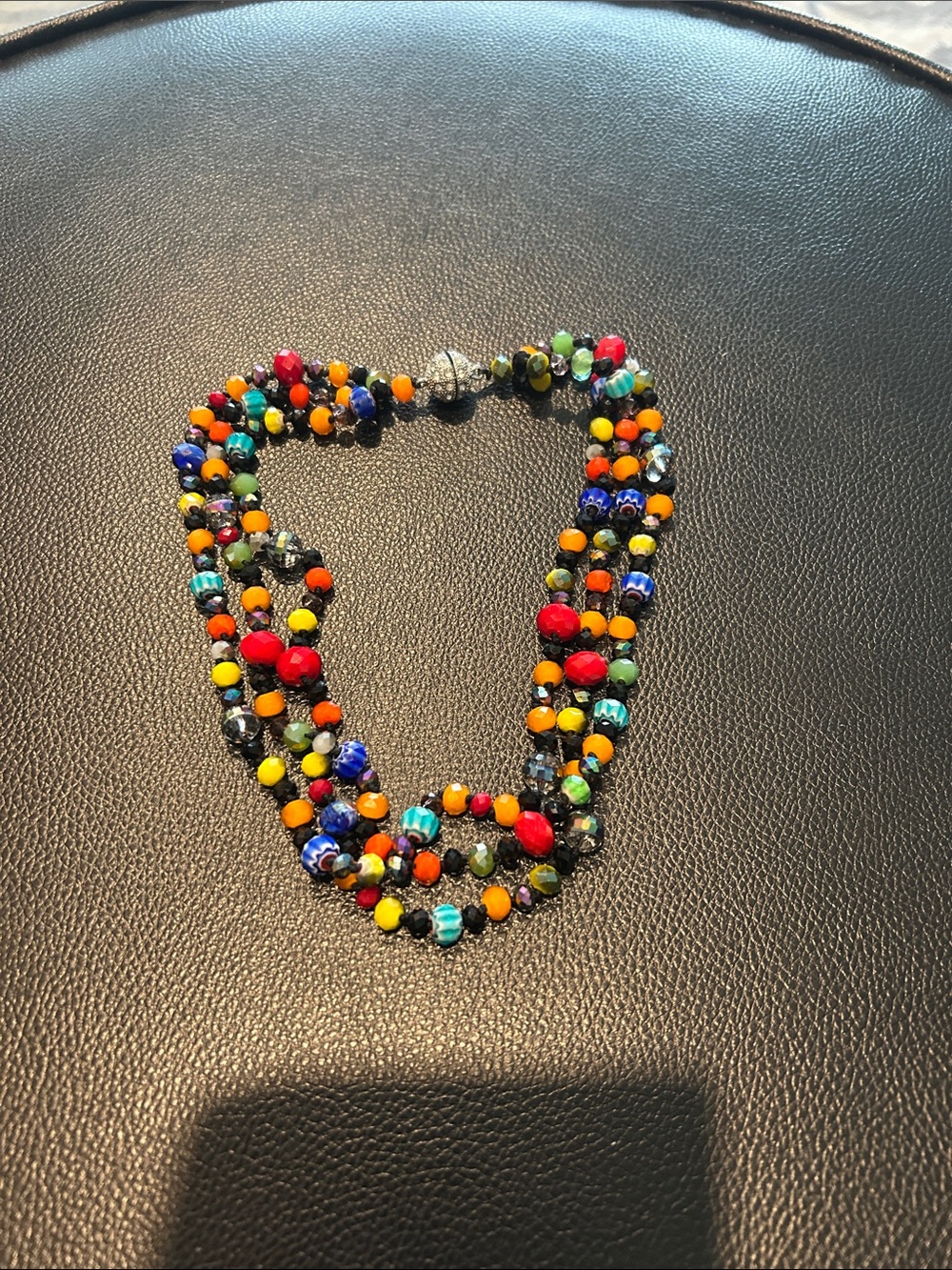 18” Multicoloured Murano Glass and Crystal Beaded Statement Necklace